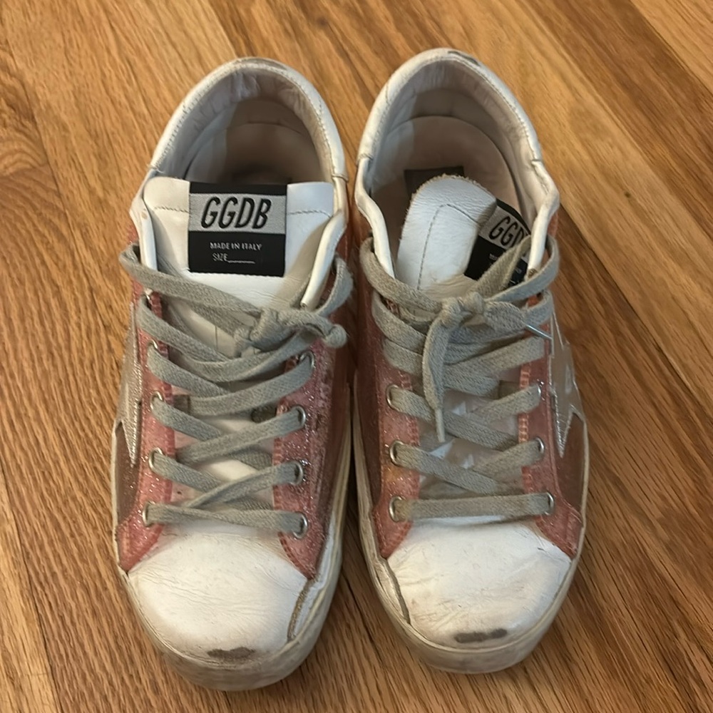 Golden Goose pink see through sparkly sneaker size 37.5